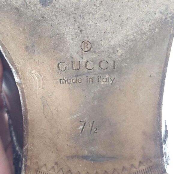 GUCCI Men's Made in ITALY US7,5 Cap Toe Leather Brown derby Oxfords Shoes - Picture 11 of 12